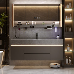 Sintered Stone Integrated Basin Washstand Bathroom Sink Washbasin Cabinet 2025 New Model Bathroom Cabinet Set