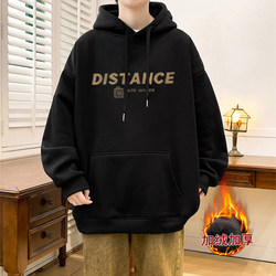 American-Style Heavyweight Sweatshirt for Boys, Spring and Autumn, Fleece-Lined and Thickened, Winter Style, Trendy Brand Hoodie for Teenagers, Middle and High School Students