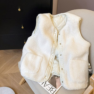 Little C Home solid color reversible design sleeveless cotton vest for women 2025 new autumn warm quilted jacket
