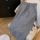 Little C home gray high waist lace knitted skirt women's winter new velvet high -level split straight straight straight skirt

