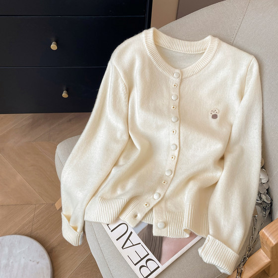 
Little C Home Embroidered Long Sleeve Knitted Cardigan Women's 2026 New Spring Round Neck Single-Breasted Design Age-Reducing Sweater