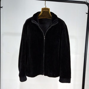 
2024 new winter leather jacket for men thickened fur one-piece jacket stand collar jacket real wool sheep fur cotton jacket