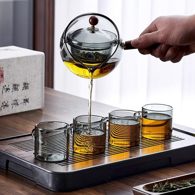 Side handle Xiaoyao pot household high temperature resistant glass ...