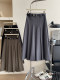 Retro -Oceanic pleated wrinkle Bidding skirt Women's autumn school style covering big leisure A -line long skirt