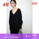HM women's dress summer loose lazy inner wear V-neck ribbed knitted skirt 1194899
