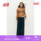 HM women's pants summer loose comfortable casual pants wide-leg pants crepe knitted trousers 1252342