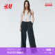 HM Women's Casual Pants 2025 Summer New Style Casual Simple Soft Twill Drawstring Trousers 1260947
