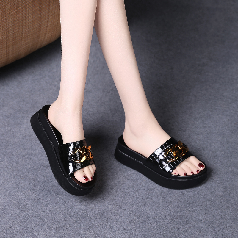 C8371 1520K Giày Dép Sandal Nữ Jiarela Mùa Hè Đế Cao Giày Dép Nữ Da Bò G04 Sản Phẩm Mới