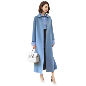 
Hepburn style straight tube thickened 100 pure wool double-sided wool coat for women with long small figures.