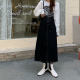 Black denim skirt for women in autumn, high waist, slim pear-shaped body covering hips, fat mm large size A-line mid-length skirt