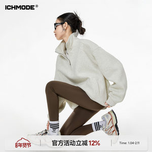 
ICH MODE American half-zip stand-up collar sweatshirt for women 2026 new spring loose lazy style jacket top