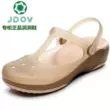 JDOV Crocs Nữ Mùa Hè Đế Mềm Màu Trơn Chống Trơn Trượt Giày Đi Biển Nêm Gót Dày-Đế Dép bao Đầu Y Tá Dép 