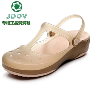 JDOV Crocs Nữ Mùa Hè Đế Mềm Màu Trơn Chống Trơn Trượt Giày Đi Biển Nêm Gót Dày-Đế Dép bao Đầu Y Tá Dép