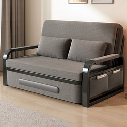 Folding Sofa Bed Dual-Purpose 2026 New Model Small Apartment Balcony Fabric Multifunctional Bed Pure Solid Wood Single Retractable Bed