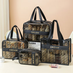 New Transparent Toiletry Bag, High-End Waterproof Cosmetic Bag, Women's Portable Large-Capacity Handbag, Travel