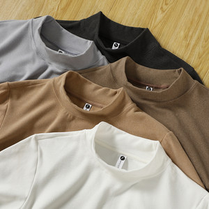 
American 350g double-sided German velvet base shirt men's winter thickened warm clothes autumn clothes solid color heavy long-sleeved T-shirt men