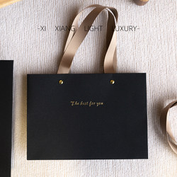 Christmas High-End Simple and Elegant Gift Tote Bag Gift Bag Gift Pouch Matte Texture Black Gold Sandpaper Bag