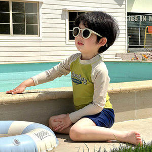 
Boys Swimwear 2026 New Children's Split Swimwear Medium and Large Boys Long Sleeve Sun Protection Swimsuit Bottoms Suit Summer Wear