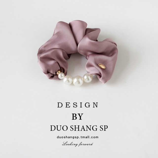 French pearl large intestine circles head rope female lady celebrities wind coating high -level sensory tie ponytail satin hair rope