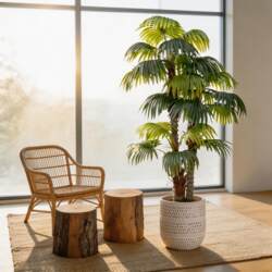 Artificial Green Plants for Living Room and Office, Realistic Indoor Plant Potted Plants, Multi-Stem Palm Tree, Coconut Tree, Decorative Floor-Standing Ornaments