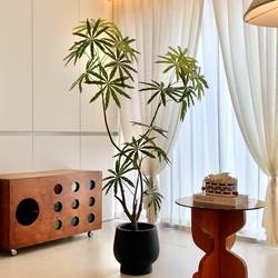 Peacock Wood Artificial Green Plant, High-End Light Luxury Living Room Bionic Fake Plant, Indoor Large Floor-Standing Potted Plant Decoration Ornament