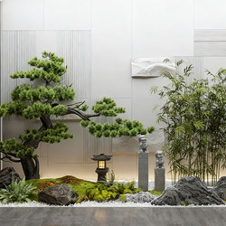 High-End Bionic Welcoming Pine Tree Landscaping, New Chinese-Style Green Plant Artificial Pine Tree Landscape, Decoration under the Courtyard Stairs