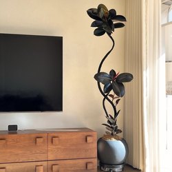 Black Diamond Rubber Tree Artificial Green Plant High-End Light Luxury Indoor Living Room Tv Cabinet High-Class Floor-Standing Ornament Fake Tree