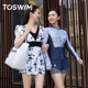 TOSWIM swimsuit female sisters dress slim one-piece skirt-style bestie swimsuit conservative belly-covering seaside vacation split
