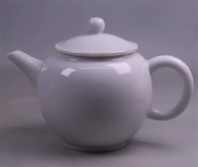日本煎茶道具白瓷平安井上春峰作后手小急须茶壶茶铫进口手工茶器 