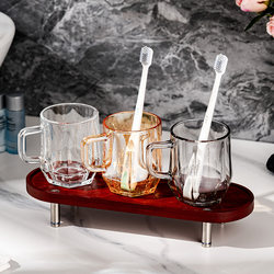 Glass Toothbrush Cup for Couples, High-Value Toothbrush Holder for Men and Women, Household High-Temperature Resistant Mouthwash Cup Set