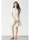 Aike puff sleeve dress 2024 summer French sweet bow with flowers jacquard waist-hugging A-line skirt