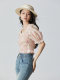 Aike square collar shirt for women 2024 summer French sweet and fresh slim short top puff sleeve floral shirt

