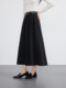 Aike black skirt for women 2025 spring commuter style pleated skirt high waist slim solid color mid-length A-line skirt
