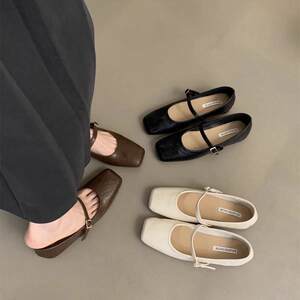 
Women's shoes French square toe shallow mouth single shoes for women 2026 new style with skirt evening breeze gentle shoes soft flat bottom Ma 0318z1