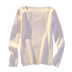 Black sweater ladies in the low neckline in spring, autumn and winter thin slim -fitting short V -neck long sleeve bottoming sweater tops
