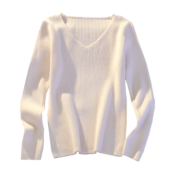 Black sweater ladies in the low neckline in spring, autumn and winter thin slim -fitting short V -neck long sleeve bottoming sweater tops
