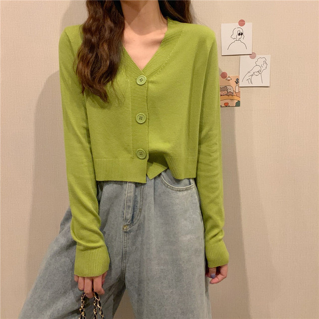 Spring and Autumn 2024 new versatile slim v-neck long-sleeved sweater ...