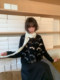 Horide Map 'Black and White Music' Heavy Industry Handmade Bow Round Neck Knitted Versatile Cardigan Sweater Coat