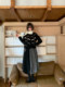 Horide Map 'Black and White Music' Heavy Industry Handmade Bow Round Neck Knitted Versatile Cardigan Sweater Coat