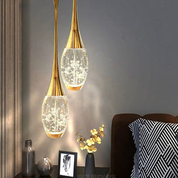 New Style Bedroom Bedside Chandelier, Modern Minimalist Creative Light Luxury Crystal Internet Celebrity Atmosphere Master Bedroom Long Line Small Chandelier