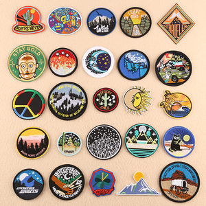 
Fashionable round badge cloth patch jeans clothes down decoration hole patch trendy brand embroidery versatile patch patch