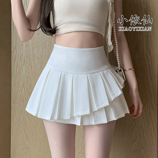 Xiaoyixian 2025 Spring Autumn Skirt Female Sweet Wearing Irregular Cake Cake pleated skirt High -waist A -line skirt