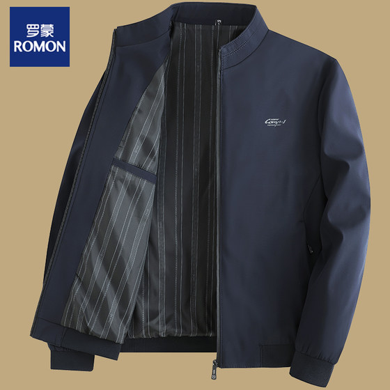 Romon Taste Men's Spring, Autumn, Summer Loose Leisure Liech Link Esistorian Dad Play Thin Middle -aged Large size men's jacket
