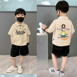 Children's Summer Thin T-Shirt Baby Polo Collar Half-Sleeve Short-Sleeve Clothing Fashionable and Stylish Korean Style Stand-Up Collar Top