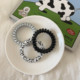 3-pack cute black and white cow series telephone rope hair ring basic versatile high elastic head rope rubber band hair accessories