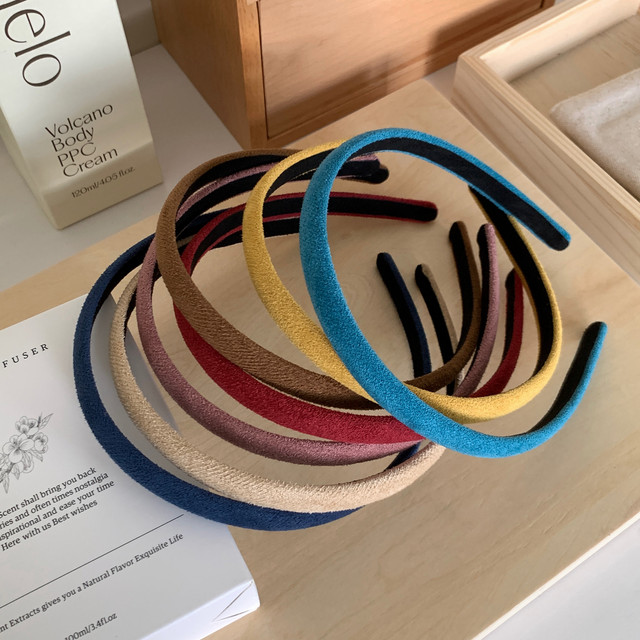 
Retro colorful suede headband, simple and versatile, narrow edge headband for women to wash their face and press their hair when going out, 2025 new