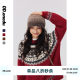ODonedu retro jacquard fair Island Christmas night round neck pullover sweater women's red winter diamond knitted sweater