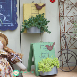 Zakka Japanese-Style Miscellaneous Goods, Cream-Colored, Can Be Hung or Placed, Wooden and Iron Art Hanging Board, Fresh Desktop Advertisement Board, Storage