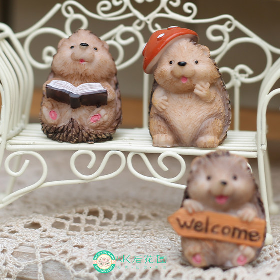
Mini miniature hedgehog set 3 resin ornaments sitting ornaments hedgehog animal cute decoration gardening