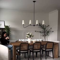 American Country-Style Restaurant Chandelier, French-South Asian Style, Black Vintage Designer Bar Counter Island Long Table Lighting Fixture